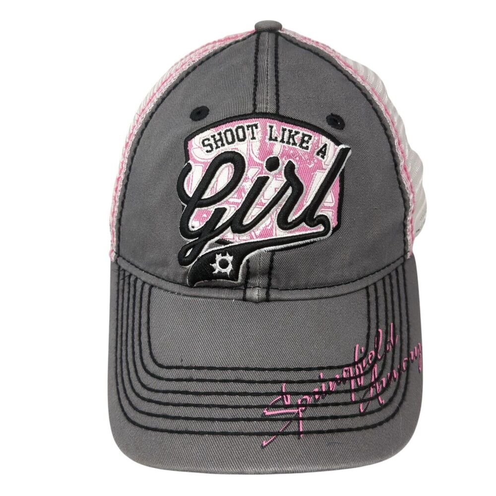Shoot Like A Girl Strapback Trucker Hat Gray One Size Mesh Back 6 Panel